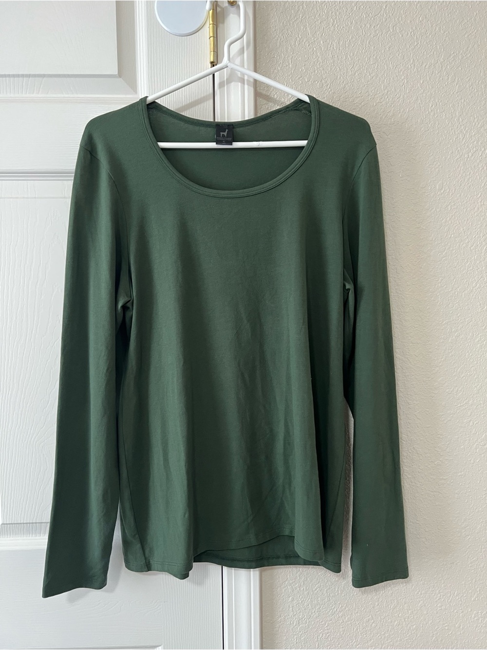Peruvian Connection Green Pima Cotton Stretch Long Sleeve Top XL NWOT